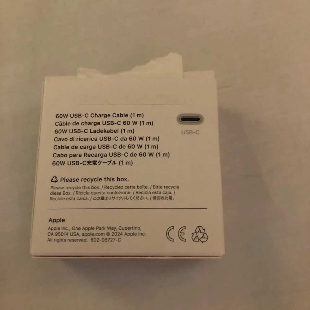 Apple USB‑C 60W Charge Cable - White